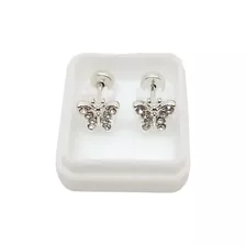 Aritos Abridores Acero Blanco Mariposa Con Mini Cristales 