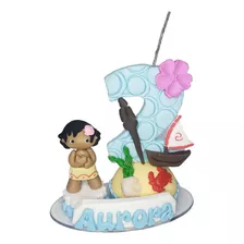 Vela Em Biscuit Tema Mini Topo Moana