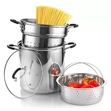 4-piece Stainless Steel Pasta Cooker Steamer Multipots,...