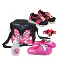 Kit 2 Pares Tenis Infantil Com Chinelo Slide + Mochila 