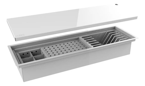 Escorredor Embutido Calha Inox Úmida Branca 60cm C/ Tampa Branco