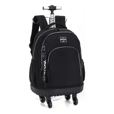 Mochila Escolar Rodinhas 360 Graus Com Chaveiro Up4you Cor Preto Desenho Do Tecido Liso