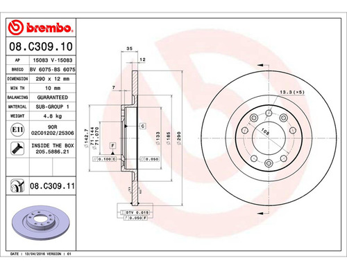 Par Discos Brembo Peugeot 308 Gt 2016-2018 Trasero Foto 2