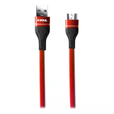 Cable Soul Fast Charge Micro Usb - Para Moto, LG Y Samsung Color Rojo