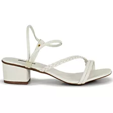 Sandália Feminina Offwhite Ajustável Original Akazzo Oferta