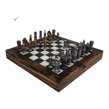 Jogo De Xadrez Tabuleiro Conjunto Luxo Imperial Resina 48cm