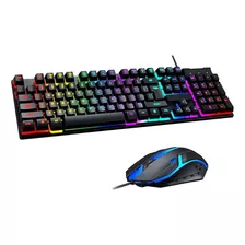 Combo Gamer Teclado Con Luces + Mouse Luces Ergonomico