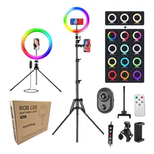 Aro Luz Led Profesional Tripie Maquillaje Video Fotografia Color De La Estructura Negro