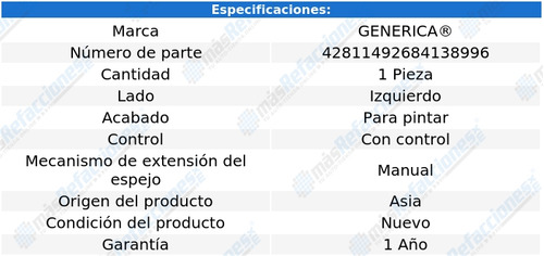 Espejo Izquierdo Vw Gol 2017-2018-2019-2020 C/cont P/pint Pw Foto 2