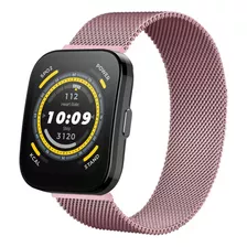 Pulseira De Metal Com Fecho Magnético Para Amazfit Bip 5 Cor Rose