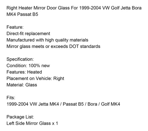 Espejo Retrovisor Derecho Para Vw Golf Jetta Bora Mk4 Foto 6