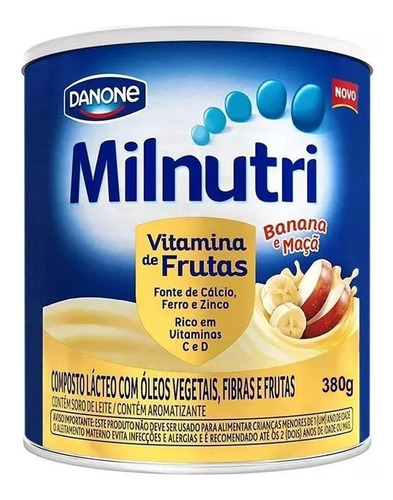 Fórmula Infantil Em Pó Danone Milnutri Vitamina De Frutas Sabor Banana/maçã  Em Lata De 380g - 12 Meses 2 Anos