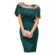 Vestido Largo De Fiesta, Talla 2xl, Color Verde Obsuro