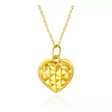 Cadena Eslabones Oro 18k Colgante Corazón Diamantado 24k