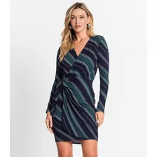 Vestido Manga Longa Com Amarração Endless Verde