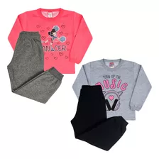 Combo 2 Conjunto Infantil Menina Inverno Moda Quente Algodão