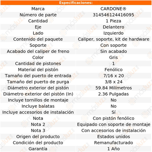 (1) Caliper O Mordaza C/soporte Del Izq Eagle Premier 91/92 Foto 5