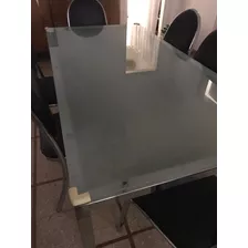 Mesa De Comedor Moderna Vidrio Y Acero Cromado