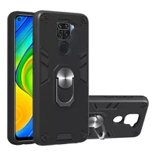 Funda For Xiaomi Redmi Note 9 Pro Con Anillo Metálico Negro