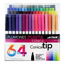 64 Plumones Lavables Punta Conica A-ink (supertips) 4.5mm