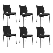 Silla Plástica Apilable Malba Hogar Jardin Diseño Pack X6 + Envio Gratis A Domicilio - Garantia 12 Meses