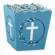 Cruz Elegante Azul - Cajas De Mini Favor De Fiesta - Cajas D