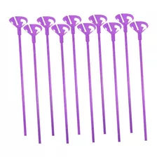 Suporte Vareta Pega Balão 30cm Roxo Neon 10 Unid