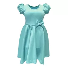 Vestido Infantil Rodado Princesa Manga Fofa Franzido Laço