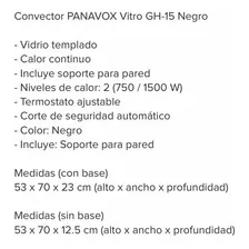 Convector Panavox Vitro Negro Gh-15 Con Soporte Pared