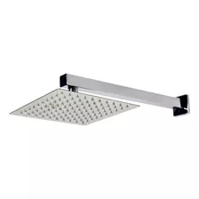 Ducha Chuveiro Slim Inox 304 20x20 Com Braço 36 Cm Acabamento Cromado Cor Prateado