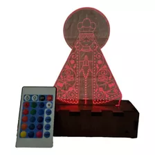 Luminária 3d Led - N S Aparecida Controle Remoto - 15 Cores