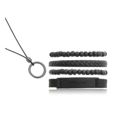 Pulseiras Masculinas Kit C/04 Pulseiras + 1 Colar