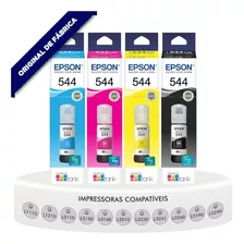 Tinta Original Epson L3250 L3210 T544 L3150 - Kit 04 Cores 