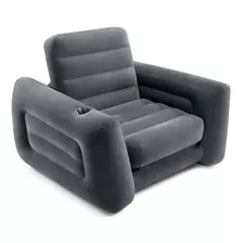Sillon Sofa Cama Sala Inflable Individual Gris Hogar Intex