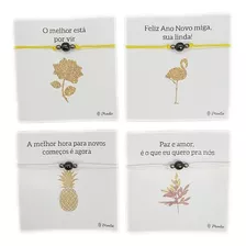 4 Pulseiras Da Amizade Ano Novo Magnética Imã Happy New Year