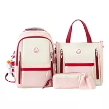 Mochila Bolsas Escolar Estudiante Lapicera Tote Lona Set 4 