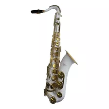 Saxofone Tenor Sib Halk Htn1008 Branco Com Chaves Douradoas 