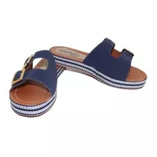 Sandalia Rasteira Feminina Birken-fivela/azul Marinho-sophia