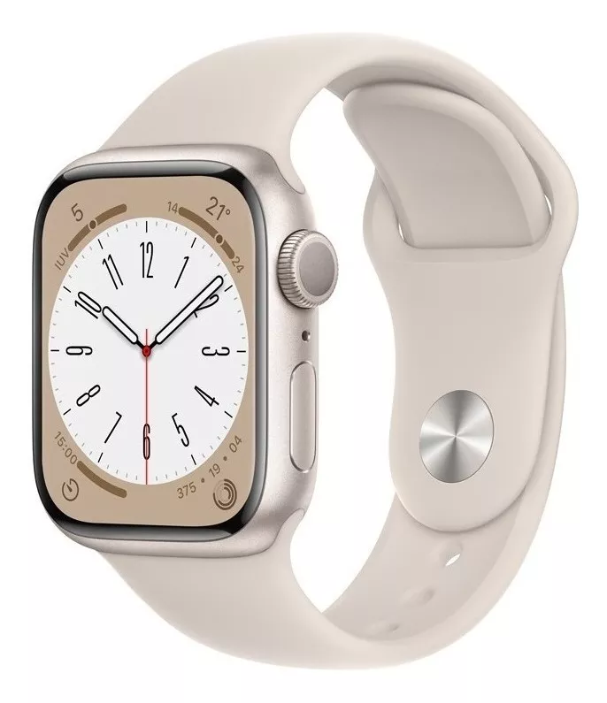 Apple Watch Series 8 Gps - Caja De Aluminio Blanco Estelar 41 Mm - Correa Deportiva Blanco Estelar - Patrón