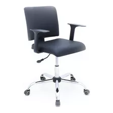 Cadeira Secretária Almofadada Giratória - Preto Premium Material Do Estofamento Couríssimo