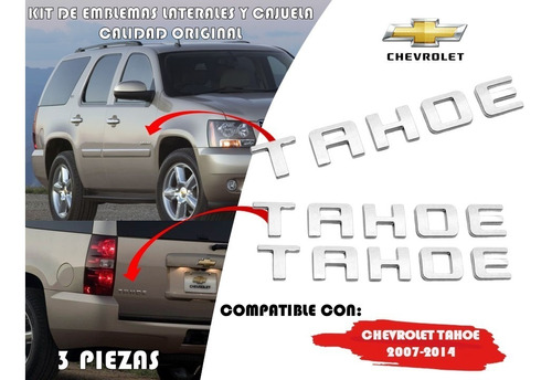 Kit De Emblemas Chevrolet Tahoe 07-14 Original Calidad Foto 2