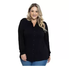 Camisão Plus Size Chemise Manga Longa C/ Racha Laterais 0252