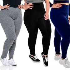 Kit 3 Calça Legging Plus Size Suplex Feminina G1 G2 G3 Leg