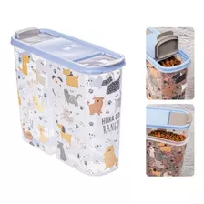 Porta Ração Pote C/ Tampa Pet Gato Cachorro Dispenser 2,4kg Cor Azul Cor