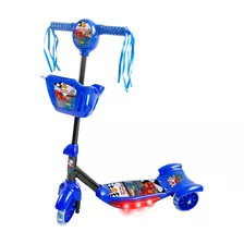 Patinete Infantil Musical Azul 3 Rodas Com Luzes E Cestinha