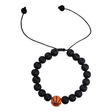 Pulseras Basquetbol Cuentas Negras Hombre O Mujer Regalo