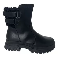 Bota Coturno Cano Curto Tratorada Com Pelos Mooncity 72166