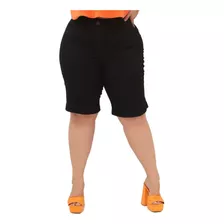 Bermuda Jeans Feminina Ciclista Plus Size Cintura Alta