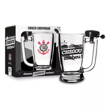 Caneca Vidro Chopp Corinthians Com Campainha 340ml Brasfoot