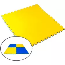 Piso De Goma Eva Tatami 1m X 1m X 2cm Yoga - Azul Y Amarillo